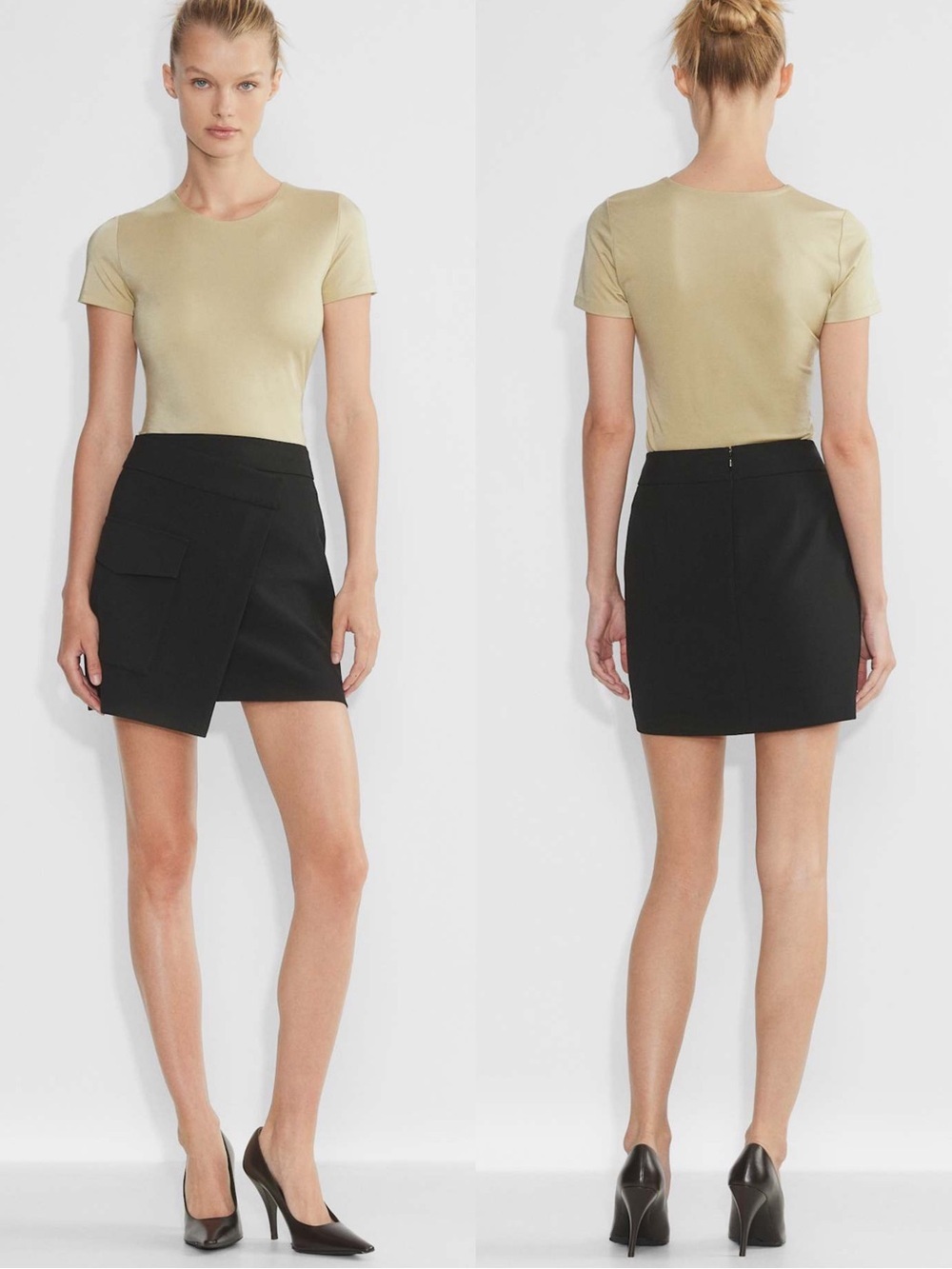 ARITZIA Wilfred Contour Metallic Crew Treasure Gold Short Sleeve Top Shirt
